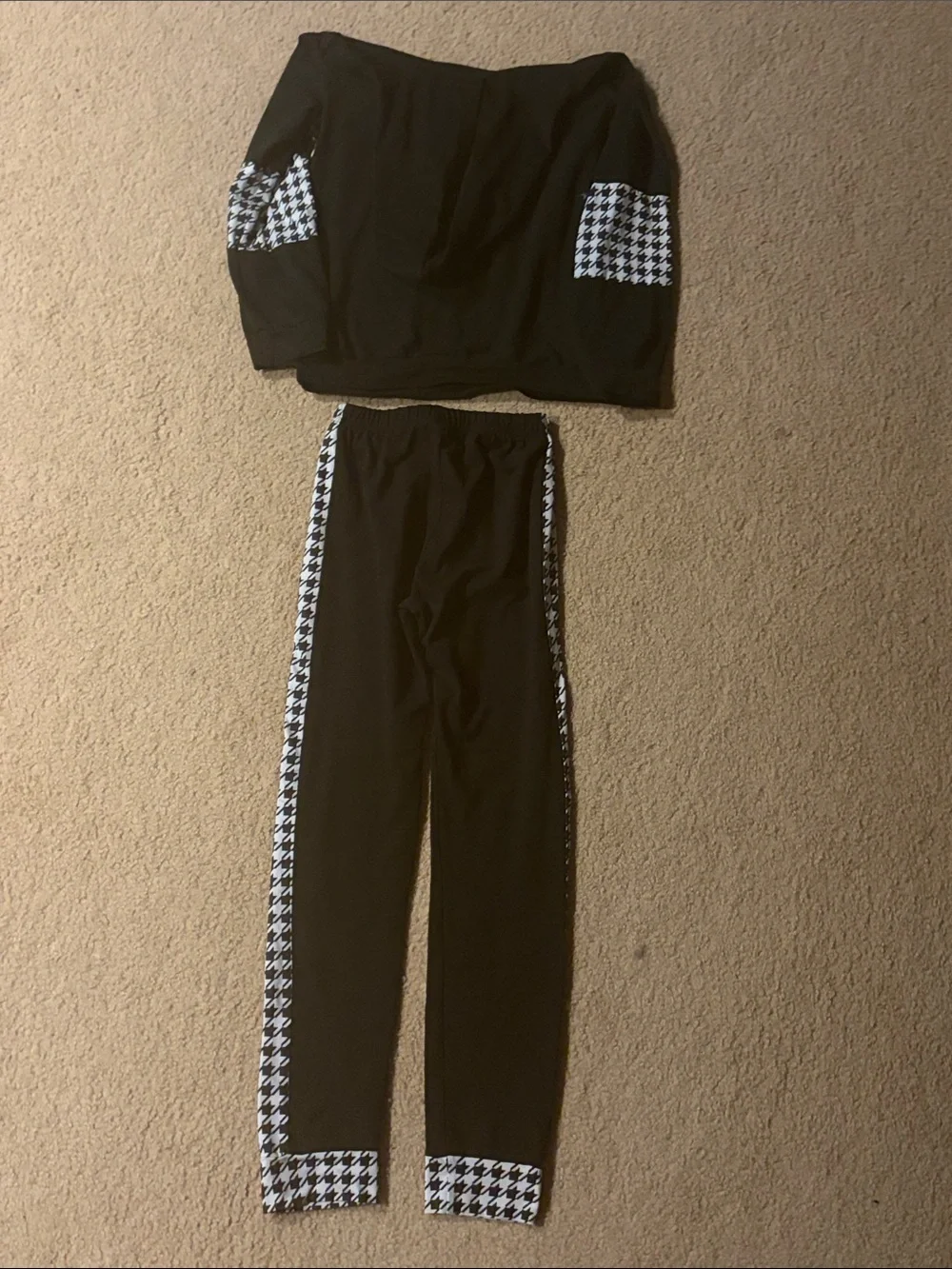 Black Houndstooth Hoodie & Jogger Set